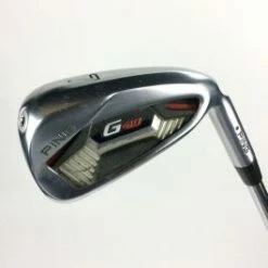 USED RIGHT HAND PING G410 STEEL IRON SET 5-UW STIFF FLEX +1/2" BLUE DOT