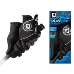 FootJoy Men's RainGrip Pair Golf Gloves – Black